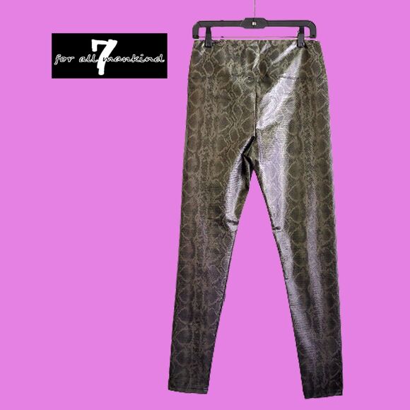 7 FOR ALL MANKIND NEW Goth Snakeskin Coated Faux Leather Panel Legging - Picture 7 of 10
